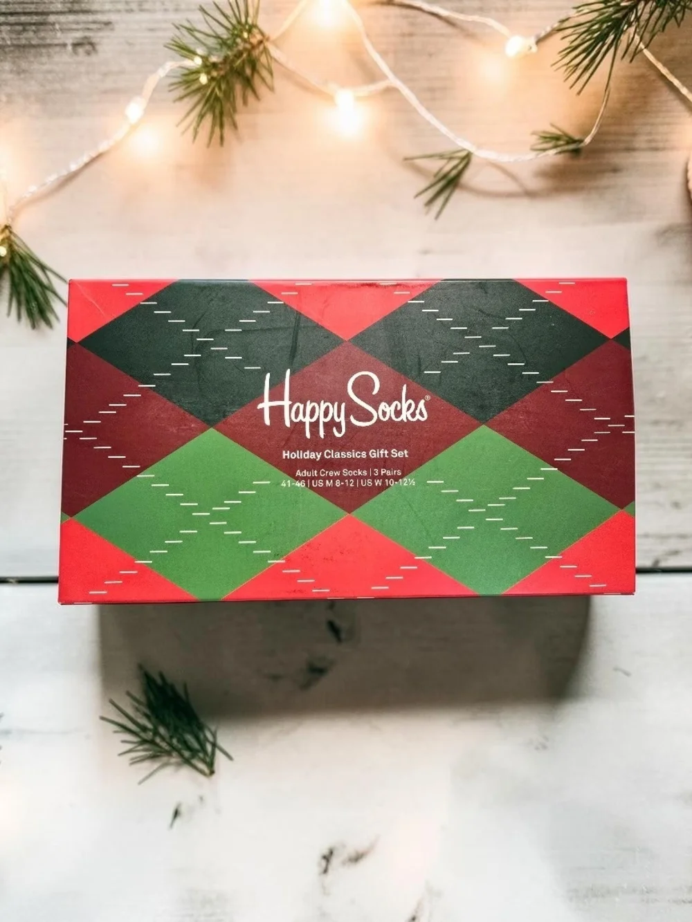 Happy Socks Holiday Classics 3 Pair Gift Set Christmas Crew Socks NIB